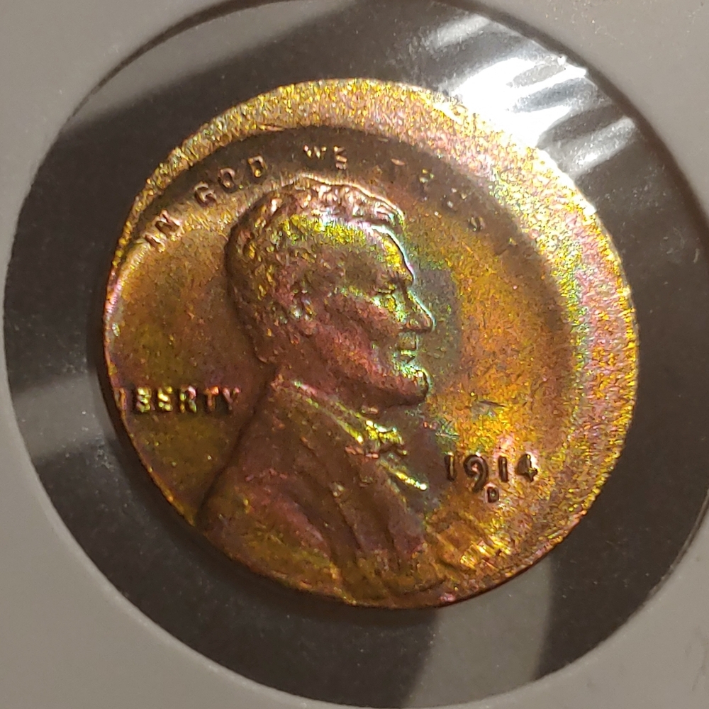 (1914-D) Rare 1X1 Restrike-Novalaty Colorful Error Lincoln Penny Coin